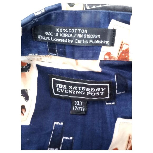 VTG Saturday Evening Post Shirt Mens XLT 17/17.5 Button Up Cotton Police Novelty - Picture 8 of 12